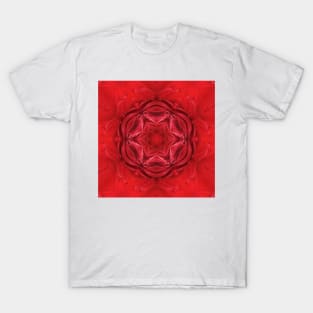 radial red dahlia floral fantasy design T-Shirt